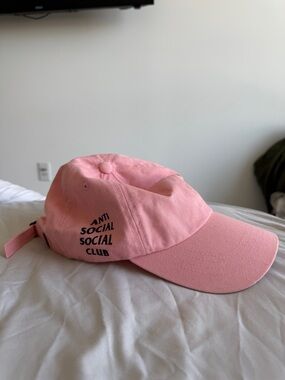 Anti Social Social Club Pink Baseball Cap with Black Logo